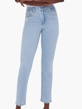 Good American Good Classic High Waist Ankle Skinny Jeans Zip Light Wash Sz 2/26